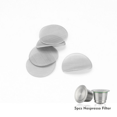 ICafilas 5gab Silikona O veida gredzeni 5gab O veida gredzeni saderīgi ar Nespresso nerūsējošā tērauda uzpildāmām kapsulām kafijai
