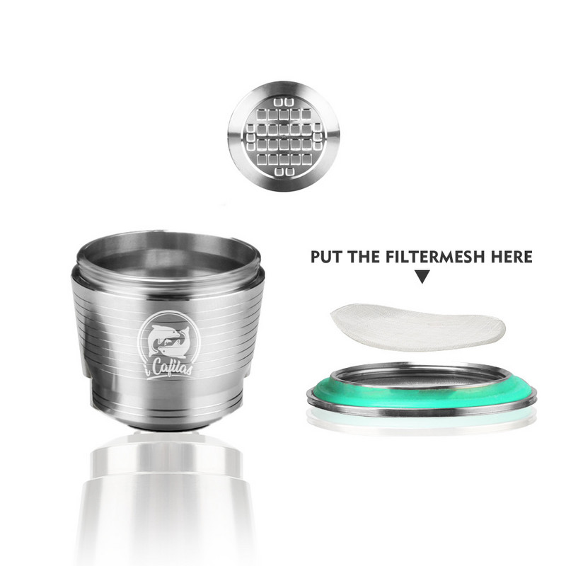 ICafilas 5gab Silikona O veida gredzeni 5gab O veida gredzeni saderīgi ar Nespresso nerūsējošā tērauda uzpildāmām kapsulām kafijai