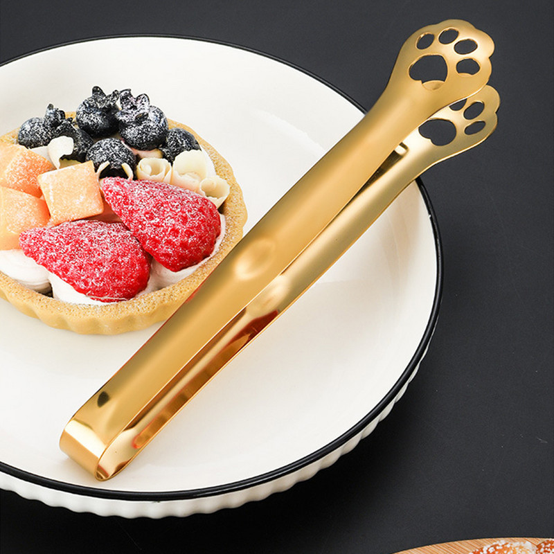 1GAB kaķa spīļu formas bārbekjū pārtikas standziņas ledus kubiņa saspraudes virtuves sīkrīki salātu saspraudes steika skava nerūsējošā tērauda BBQ pārtikas knaibles