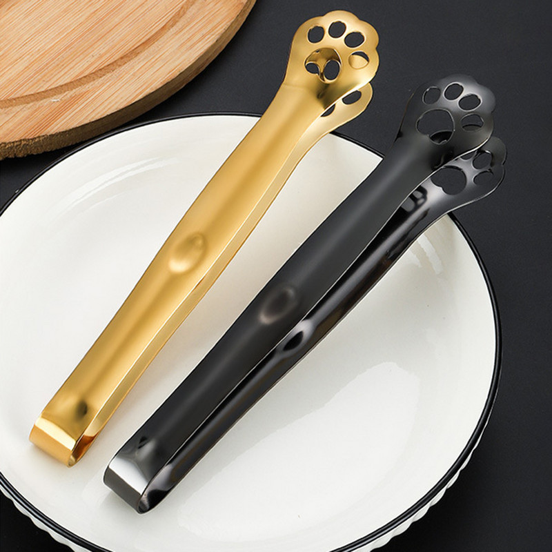 1GAB kaķa spīļu formas bārbekjū pārtikas standziņas ledus kubiņa saspraudes virtuves sīkrīki salātu saspraudes steika skava nerūsējošā tērauda BBQ pārtikas knaibles