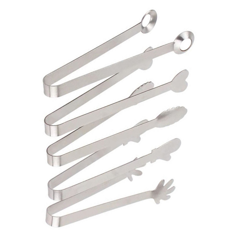 Jaunas karstas nerūsējošā tērauda mini servēšanas knaibles Smooth Edge Kafijas cukura klips gatavošanas knaibles mājas virtuvei Desertu piederumi