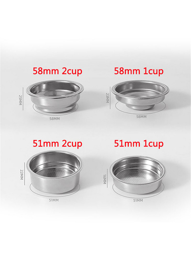 51MM/58MM túlnyomásos 1 lyukú kávészűrő kosár 304 rozsdamentes acél kávékosár eszpresszó portafilter kávétartozékokhoz