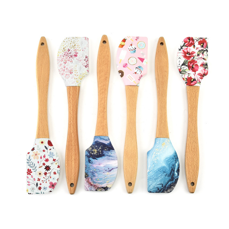 Koka roktura krēma kūka silikona lāpstiņa pīrāgi Picas skrāpis virtuves konditorejas izstrādājumu maisītāji Nepiedegošs sviesta mīklas pārtikas cepšanas maisītājs