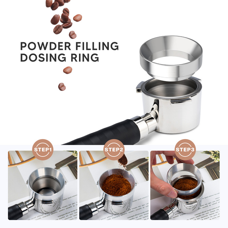 51/53/58 mm magnetinis kavos dozavimo piltuvas, suderinamas su Portafilter espreso dozavimo žiedu Namų baristos priedai
