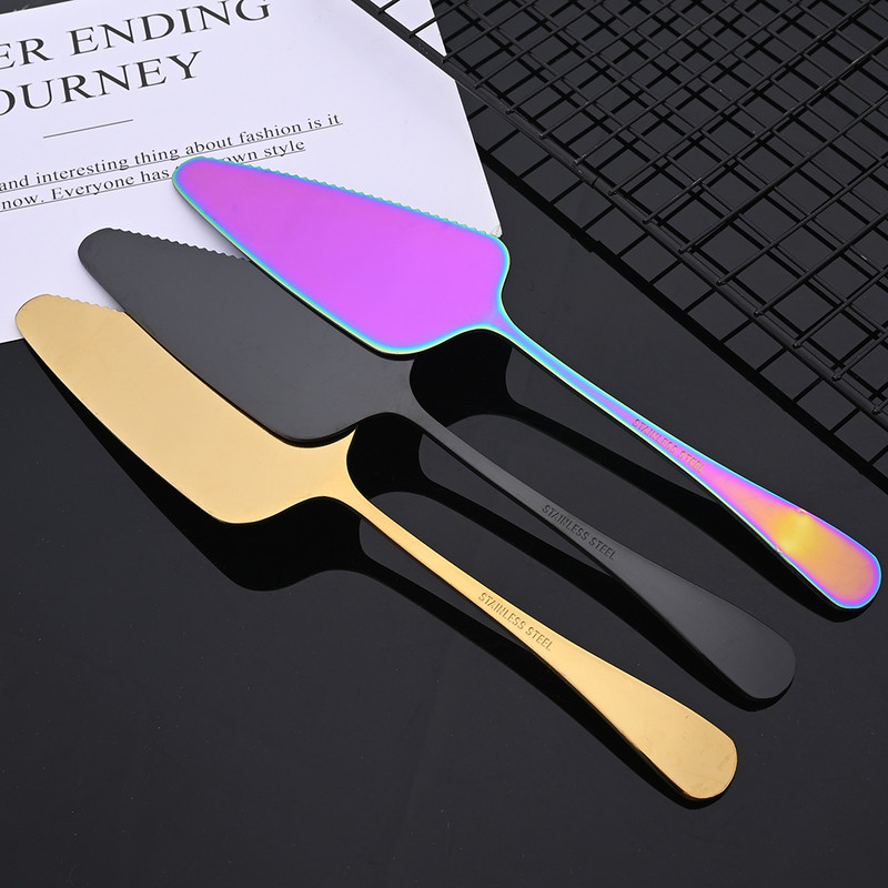 1Gb Krāsains nerūsējošā tērauda zobainās malas kūkas servera asmeņu griezējs pīrāgs Picas lāpstiņa kūkas lāpstiņa cepšanas rīks Dropshipping