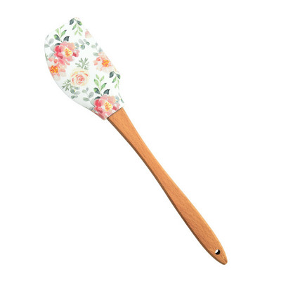 Jauns Ziemassvētku koka rokturu virtuves fondant kūku krēms lāpstiņa silikona sviesta skrāpis virtuves cepšanas rīki Espatula silicons