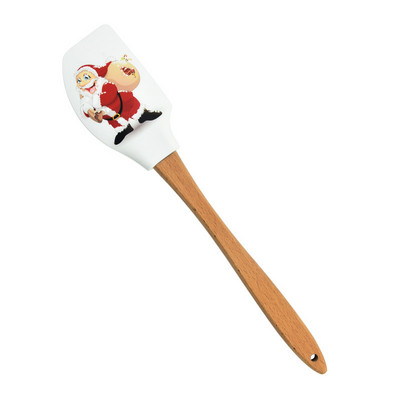 Jauns Ziemassvētku koka rokturu virtuves fondant kūku krēms lāpstiņa silikona sviesta skrāpis virtuves cepšanas rīki Espatula silicons