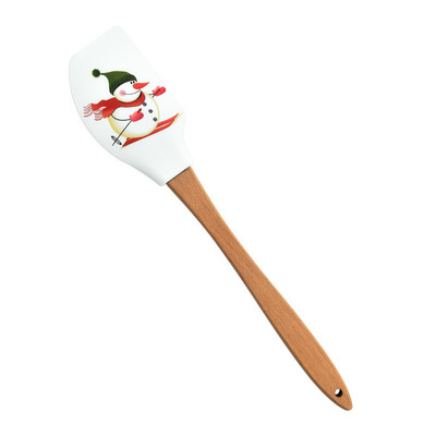 Jauns Ziemassvētku koka rokturu virtuves fondant kūku krēms lāpstiņa silikona sviesta skrāpis virtuves cepšanas rīki Espatula silicons