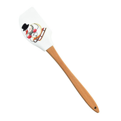 Jauns Ziemassvētku koka rokturu virtuves fondant kūku krēms lāpstiņa silikona sviesta skrāpis virtuves cepšanas rīki Espatula silicons