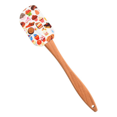 Jauns Ziemassvētku koka rokturu virtuves fondant kūku krēms lāpstiņa silikona sviesta skrāpis virtuves cepšanas rīki Espatula silicons