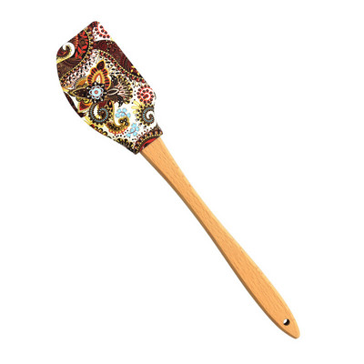 Jauns Ziemassvētku koka rokturu virtuves fondant kūku krēms lāpstiņa silikona sviesta skrāpis virtuves cepšanas rīki Espatula silicons