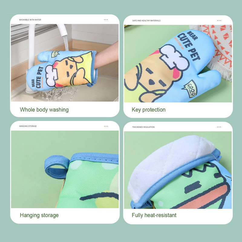 Cepeškrāsns siltumizolācijas cimdi Mīksti neslīdoši dūraiņu turētāji virtuves cepšanai Gatavošana xobw