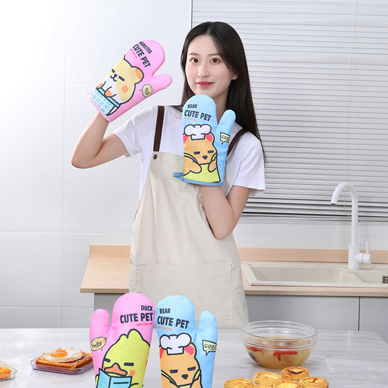 Cepeškrāsns siltumizolācijas cimdi Mīksti neslīdoši dūraiņu turētāji virtuves cepšanai Gatavošana xobw