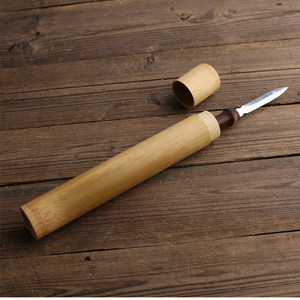 1 db természetes bambusz Puerh teakés tű Puer kés kúp rozsdamentes acél teakés Damaszkusz Puer kés tea