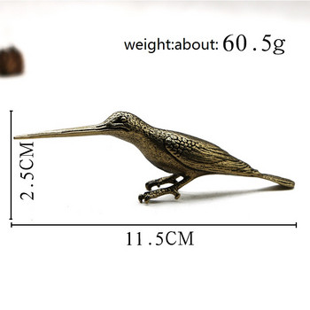 Μασίφ Χάλκινο Long Mouth Διακοσμητικά αγάλματος πουλιού Κλασικά ορειχάλκινα ειδώλια ζώων δρυοκολάπτης Διακοσμήσεις γραφείου σπιτιού Pu \'er Tea Needle