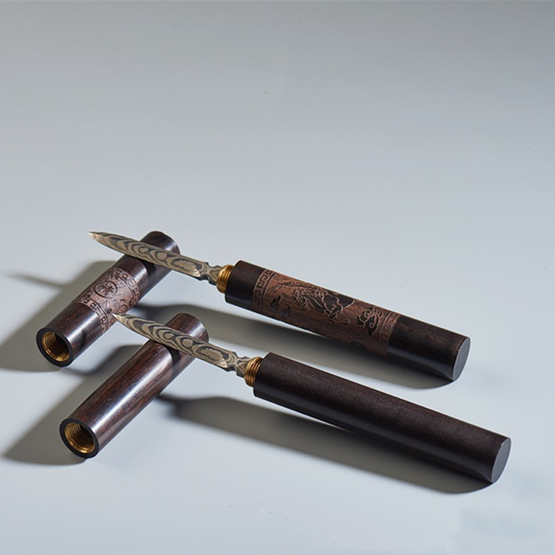 1db rozsdamentes acél ébenfa kínai Puer tea tűvágó damaszkuszi teakés