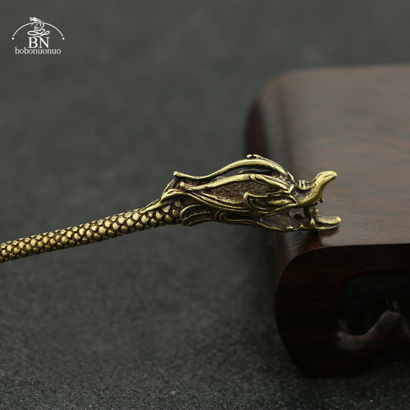 Vara pūķa galva tēja nazis rakstāmgalds rotājumi vintage misiņa miniatūras figūriņas dekorācijas etniskās rotaslietas matu aksesuāri