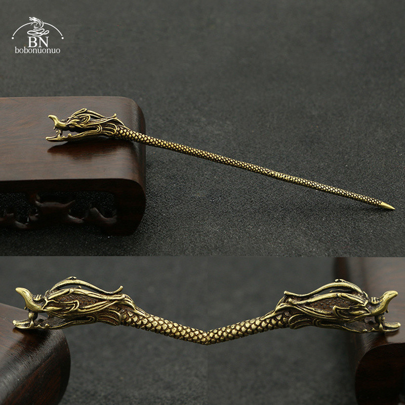 Vara pūķa galva tēja nazis rakstāmgalds rotājumi vintage misiņa miniatūras figūriņas dekorācijas etniskās rotaslietas matu aksesuāri