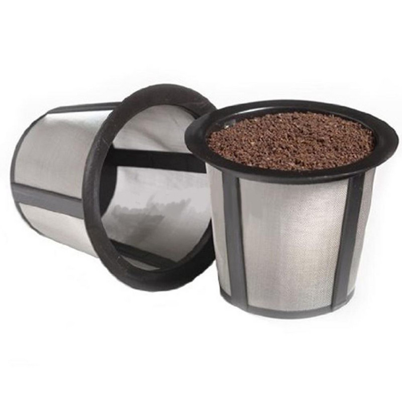 Nerūsējošā tērauda kafijas filtra krūze Tīkla melna metāla tējas lapa Virtuves k-tases tējas uzliešanas piederumi, atkārtoti lietojami kafijas pagatavošanai