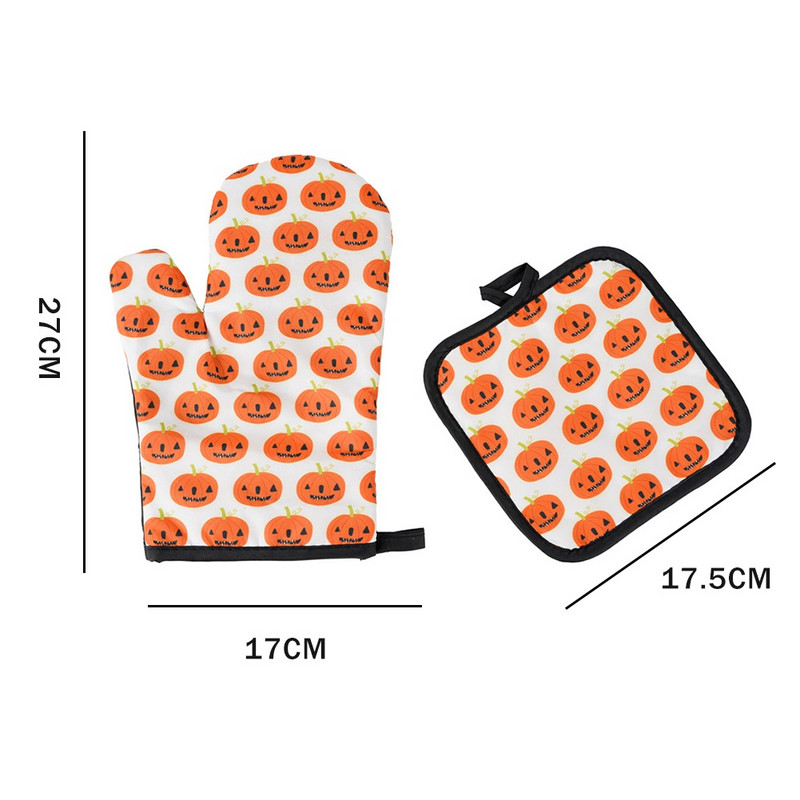 Cepeškrāsns cimdi Karstumizturīgi dūraiņi Cepeškrāsns dūraiņi Snd Podholder Mat virtuvei Helovīna raksta izolēti cimdi