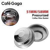 51 mm/58 mm nyomású/nem nyomású kávészűrő kosár, egy-/két csésze alkalmas 51 mm/58 mm-es portafilter eszpresszó kávéhoz