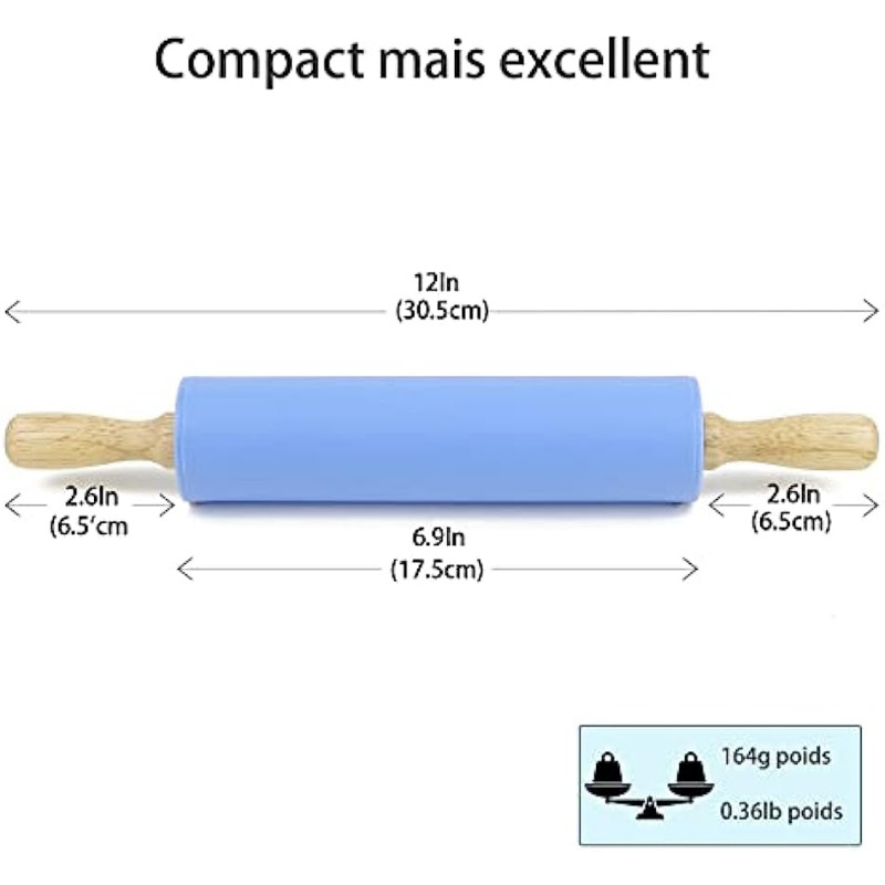 29 cm cepšanas rīks, silikona rullītis, masīvkoka rullītis ar rokturu, nepielīpošs miltu stienis