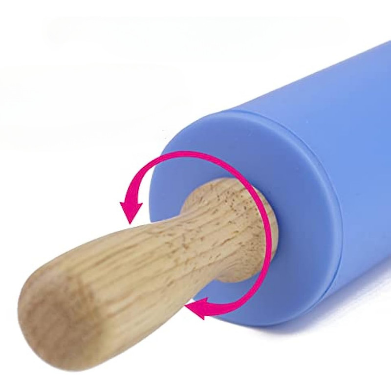 29 cm cepšanas rīks, silikona rullītis, masīvkoka rullītis ar rokturu, nepielīpošs miltu stienis