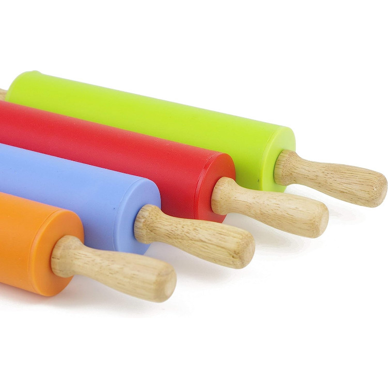 29 cm cepšanas rīks, silikona rullītis, masīvkoka rullītis ar rokturu, nepielīpošs miltu stienis