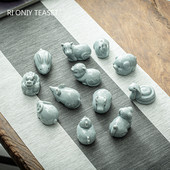 Retro keramika Arbata Naminis gyvūnėlis Kinų Zodiakas Gyvūnų Statulėlė Miela Arbatos Figūrėlės Papuošalai Staliniai amatai Arbatos rinkinio dekoravimo priedai