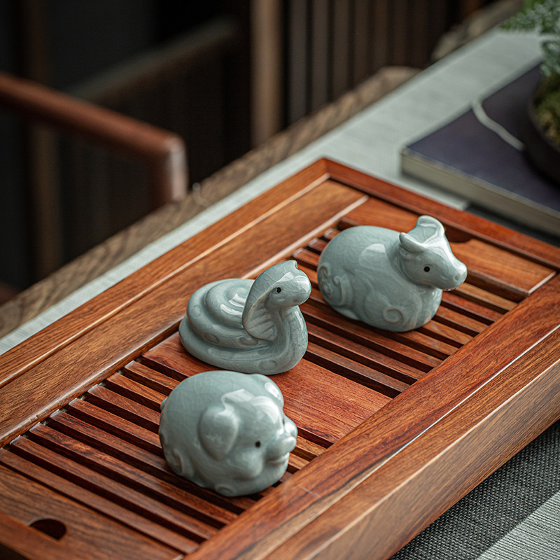 Retro keramika Arbata Naminis gyvūnėlis Kinų Zodiakas Gyvūnų Statulėlė Miela Arbatos Figūrėlės Papuošalai Staliniai amatai Arbatos rinkinio dekoravimo priedai