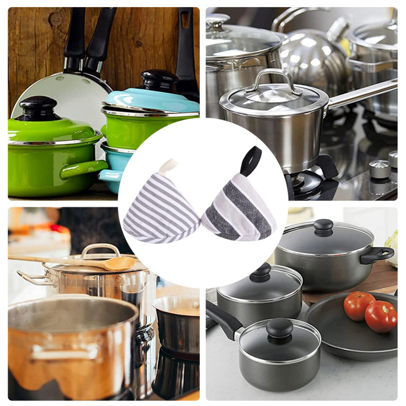 Katla roktura vāka uzmavas Trīsstūrveida kokvilnas roktura vāks siltumizolēts katla vāka rokturis, applaucēšanās necaurlaidīgs pannas roktura vāks cepšanas pannai