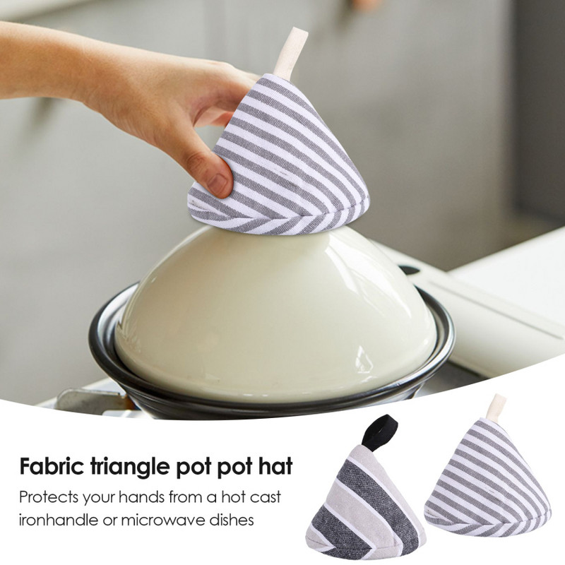 Katla roktura vāka uzmavas Trīsstūrveida kokvilnas roktura vāks siltumizolēts katla vāka rokturis, applaucēšanās necaurlaidīgs pannas roktura vāks cepšanas pannai