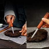 1Gb Damaskas raksta tērauda tējas adata Izgrebta melnkoka Pu'er tējas naža raksta tērauda melnās tējas adata tējas ceremonijas rezerves daļām