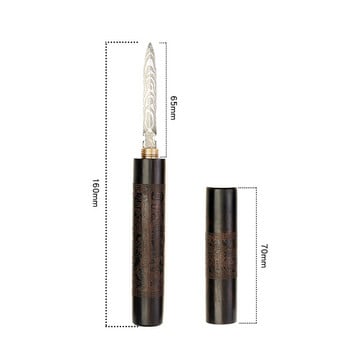 1Pcs Damascus Pattern Steel Tea Needle Издълбан абанос Pu\'er tea knife pattern стомана черен чай игла за чайна церемония резервни части