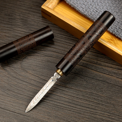 1Gb Damaskas raksta tērauda tējas adata Izgrebta melnkoka Pu'er tējas naža raksta tērauda melnās tējas adata tējas ceremonijas rezerves daļām