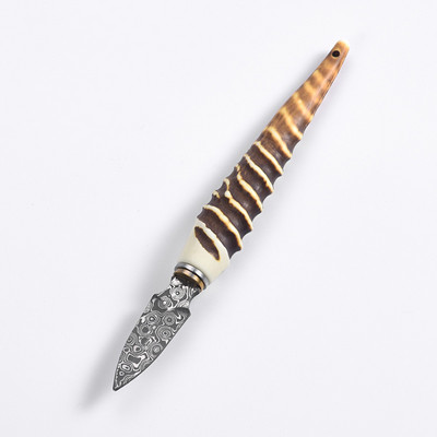 ÚJ 1 DB rozsdamentes acél kínai Puer tea tűvágó egyedi agancs nyél Damaszkusz teakés