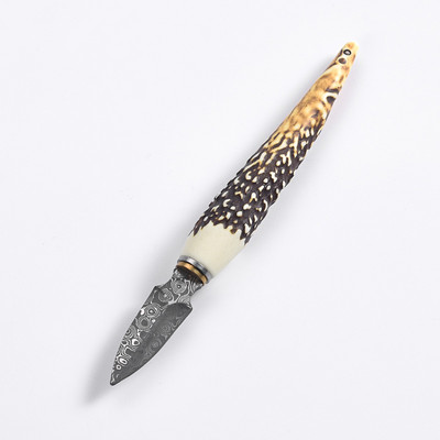 ÚJ 1 DB rozsdamentes acél kínai Puer tea tűvágó egyedi agancs nyél Damaszkusz teakés