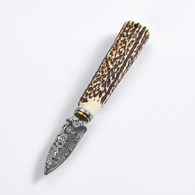 ÚJ 1 DB rozsdamentes acél kínai Puer tea tűvágó egyedi agancs nyél Damaszkusz teakés