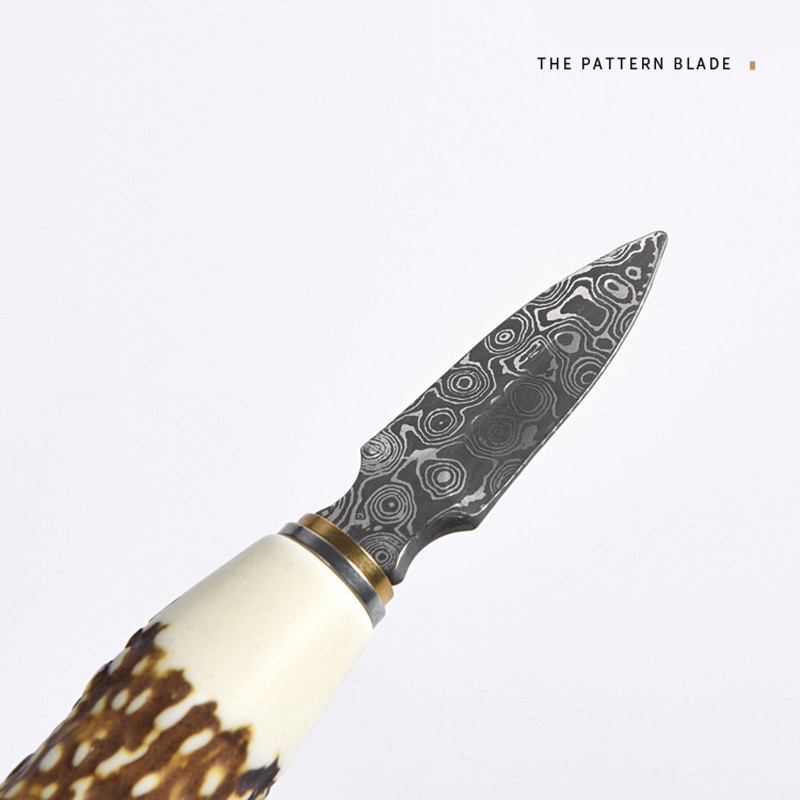 ÚJ 1 DB rozsdamentes acél kínai Puer tea tűvágó egyedi agancs nyél Damaszkusz teakés