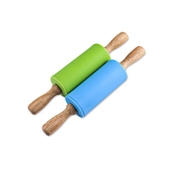 23 см мини силиконова точилка 4 сладки цвята дървена дръжка незалепваща ролка за тесто родител дете DIY инструменти за печене на сладкиши