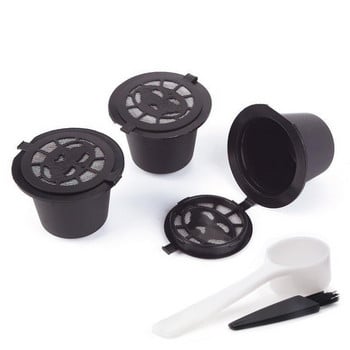 1/3/6 ΤΕΜ επαναχρησιμοποιήσιμου φλιτζάνι Nespresso Coffee Capsules with Spoon Brush Black Refillable Coffee Capsule Gift Αξεσουάρ φίλτρου καφέ