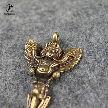 Ρετρό Χάλκινο Θιβετιανό Προμήθειες Εξαιρετικό Roc Garuda Golden-Winged Peng Bird Vajra Amulet Γούρι Μπρελόκ Τσαγιού Deedle