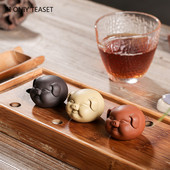 Boutique Purpurinė molio arbata augintinė Miela kiaulė statula Arbata figūrėlė Papuošalai Rankų darbo skulptūra Amatai Arbatos stalo dekoravimo priedai