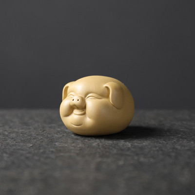 Boutique Purpurinė molio arbata augintinė Miela kiaulė statula Arbata figūrėlė Papuošalai Rankų darbo skulptūra Amatai Arbatos stalo dekoravimo priedai