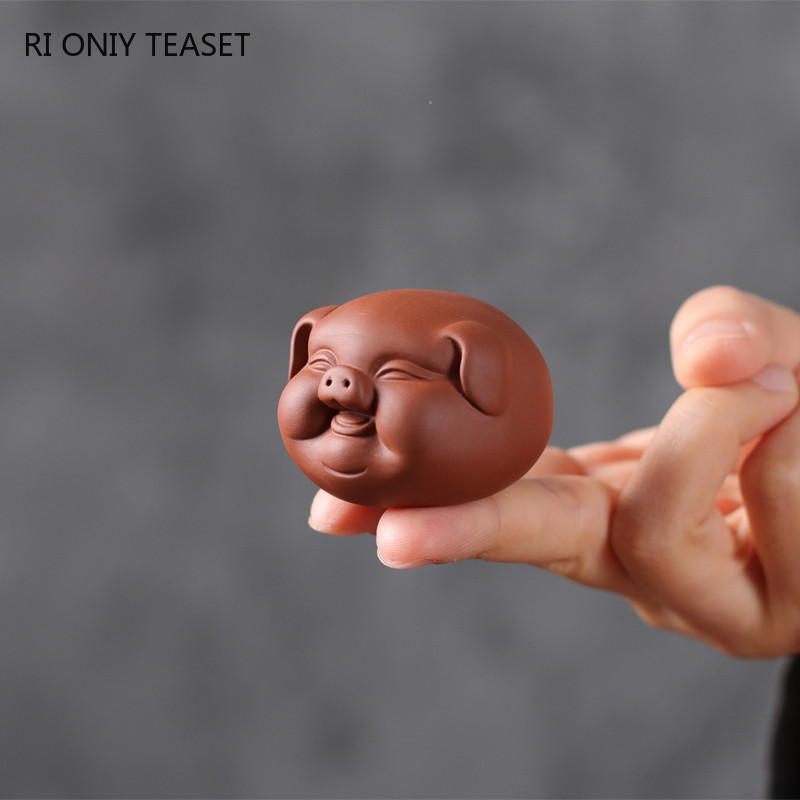 Boutique Purpurinė molio arbata augintinė Miela kiaulė statula Arbata figūrėlė Papuošalai Rankų darbo skulptūra Amatai Arbatos stalo dekoravimo priedai