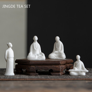 Κεραμική φιγούρα Διακόσμηση αγάλματος Λευκή πορσελάνη Διακοσμητικό τσαγιού για κατοικίδια Χειροποίητα αξεσουάρ τραπεζιού τσαγιού Boutique Teaware