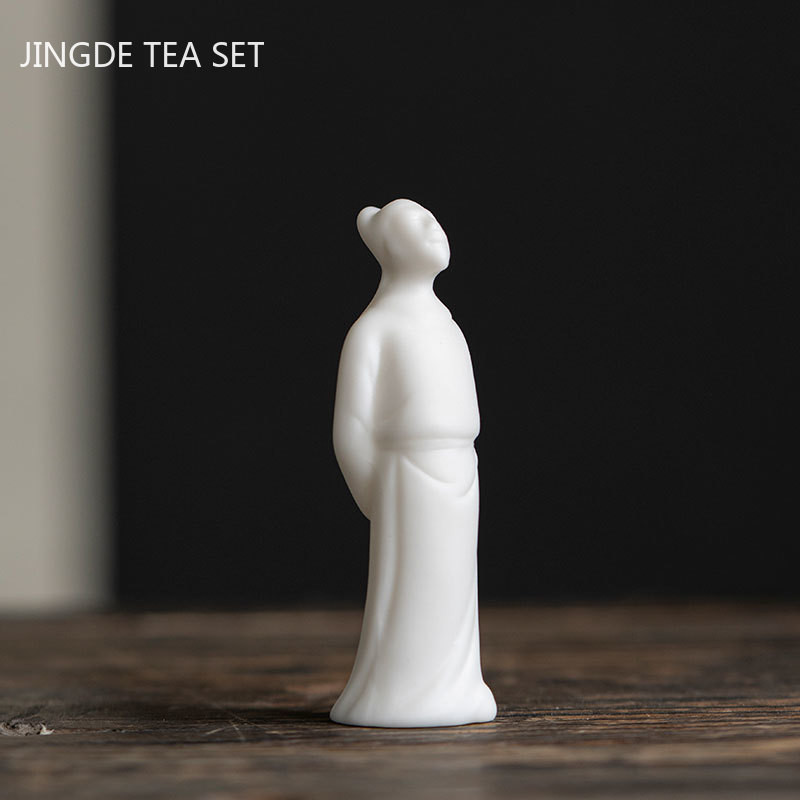 Keramika Figūrėlės Statulos puošmena Balta porcelianinė arbata Naminių gyvūnėlių dekoras Ornamentas Rankų darbo arbatos stalo priedai Boutique Arbatos indai
