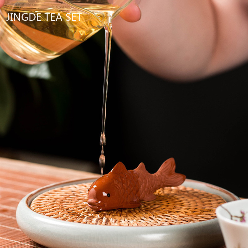 Бутиков сервиз за чай Аксесоари Лилав глинен чай Орнаменти за домашни любимци Малка рибка Модел Десктоп Декорация Домашна саксия Декор Занаяти