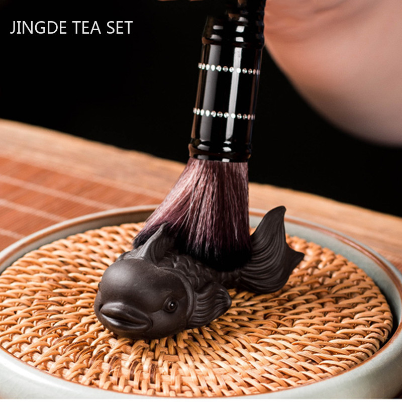 Бутиков сервиз за чай Аксесоари Лилав глинен чай Орнаменти за домашни любимци Малка рибка Модел Десктоп Декорация Домашна саксия Декор Занаяти