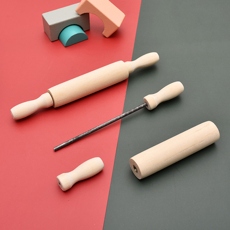 1vnt 20cm mini kočėlas Natūralaus medžio kočėlas Kepimo reikmenys Tešlos volelis Fondant torto dekoravimo virtuvės įrankiai